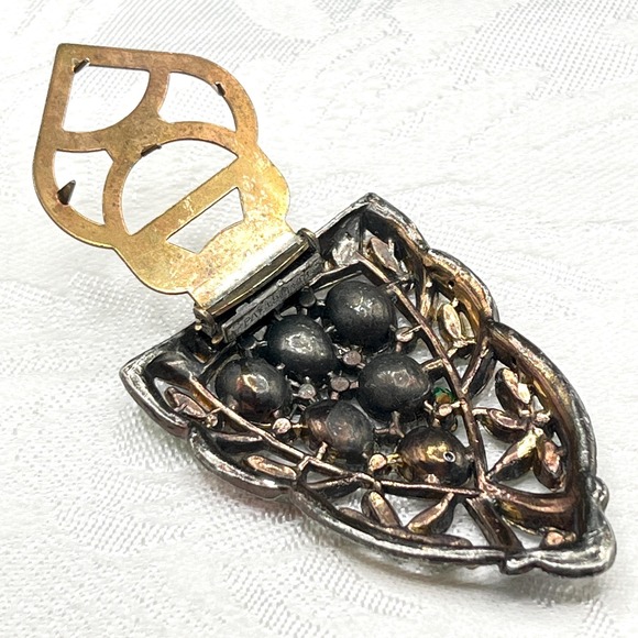 Vintage Deco Old Hollywood Multi Color Rhinestone Pot Metal Dress Clip main image 9
